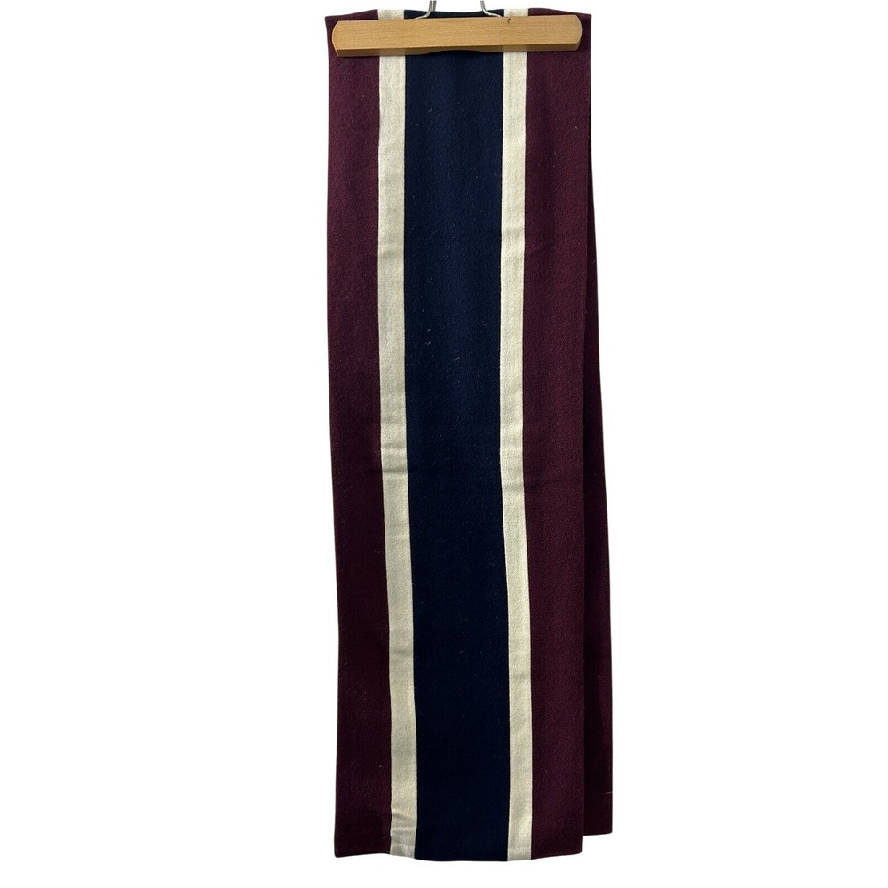 Vintage Wool Scarf Burgundy Navy Cream Stripe Dark Academia Collegiate Preppy